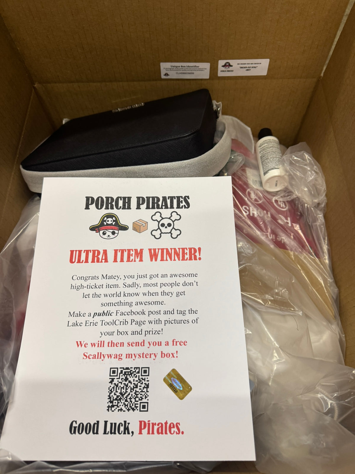 The Classic Liquidation Mystery Box - Pink Tape Designer Purse Chance Box Porch Pirates